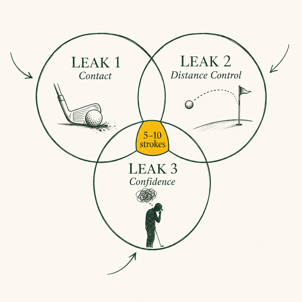 The Three-Leak Collapse: contact, distance control, and confidence